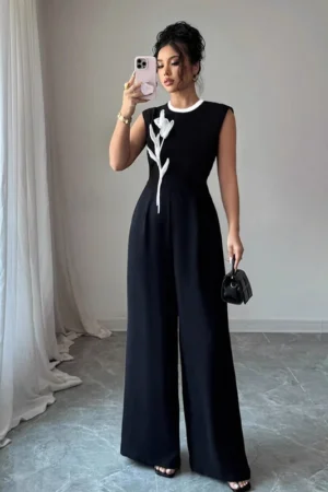 Neck Sleeveless Wide-Leg Jumpsuit
