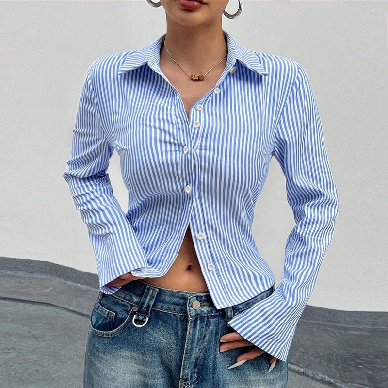 Elegant Figure-flattering Blouse Cardigan Shirt - Image 3
