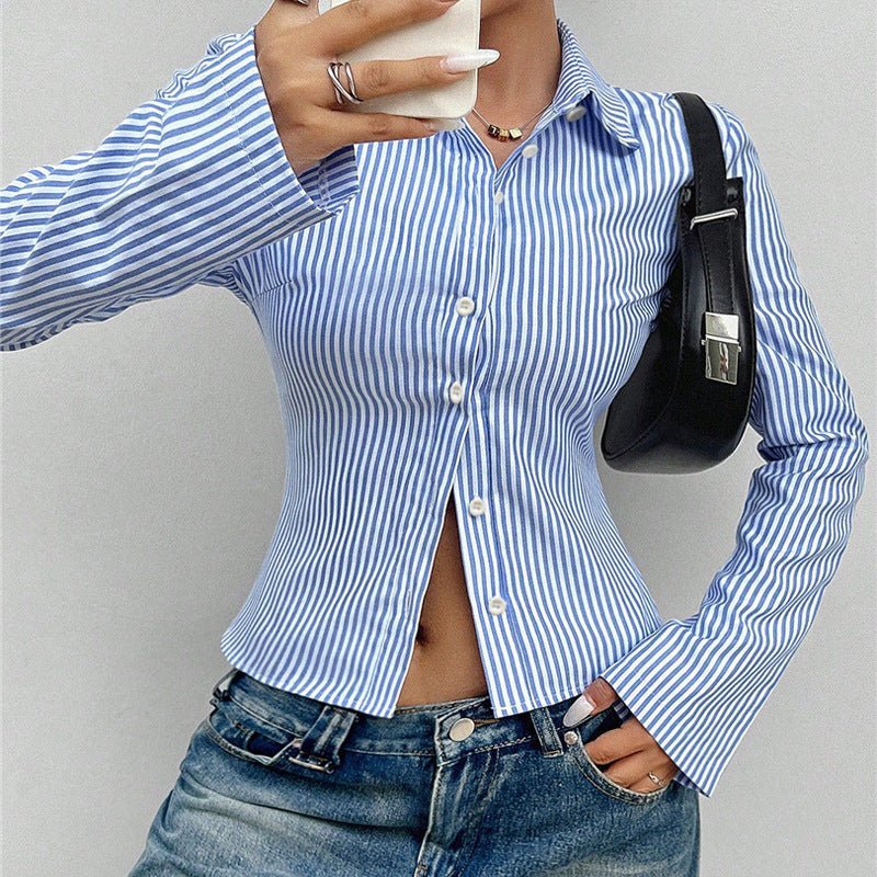Elegant Figure-flattering Blouse Cardigan Shirt - Image 4