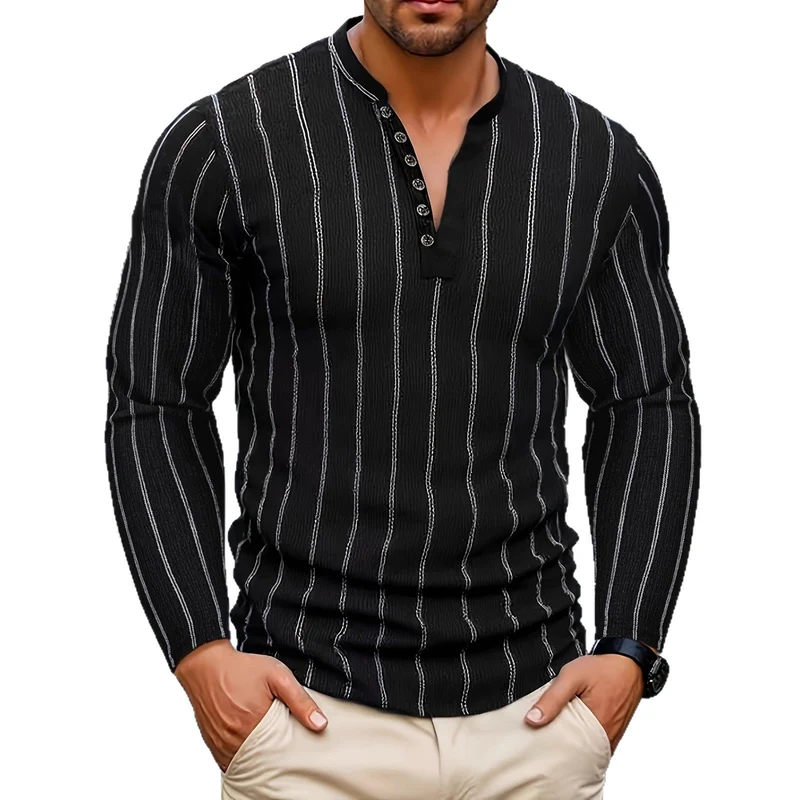 FallWinter Casual Striped Crew - Image 4