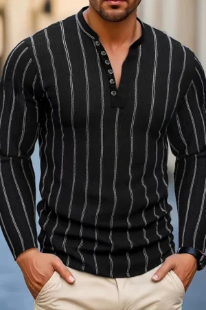 FallWinter Casual Striped Crew