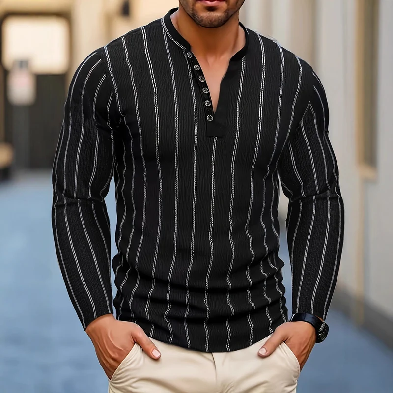 FallWinter Casual Striped Crew