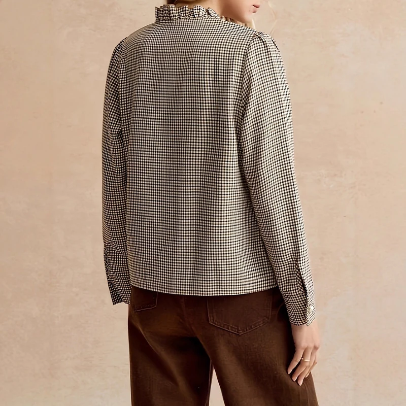 Ruffled Small Stand-up Collar Side-button - Image 3