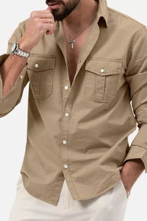 Mens Casual Long-sleeve Shirt Top
