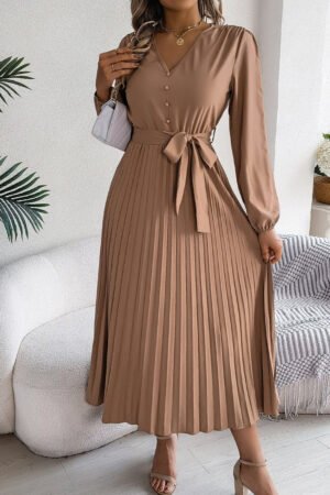 Women's Elegant V-Neck Button Tie